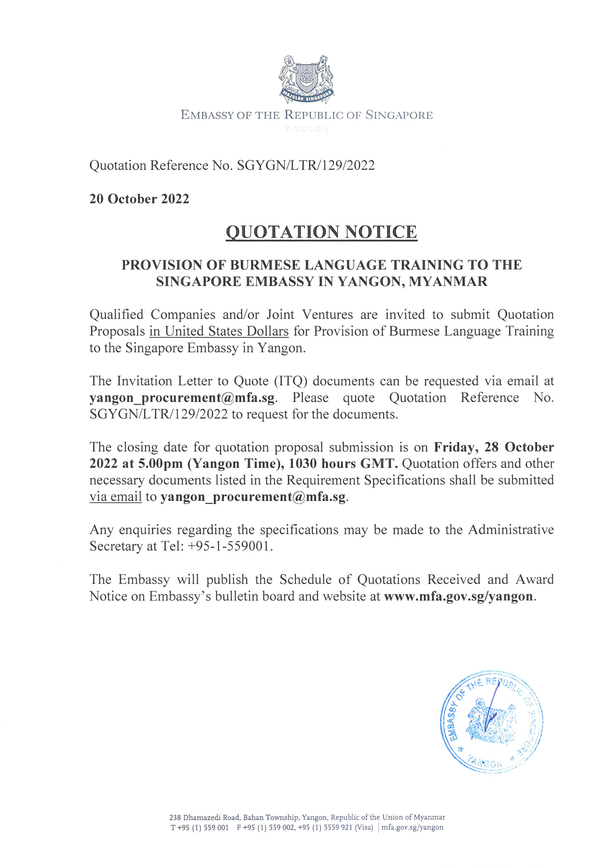 Burmese Language Training ITQ - Quotation Notice (2)